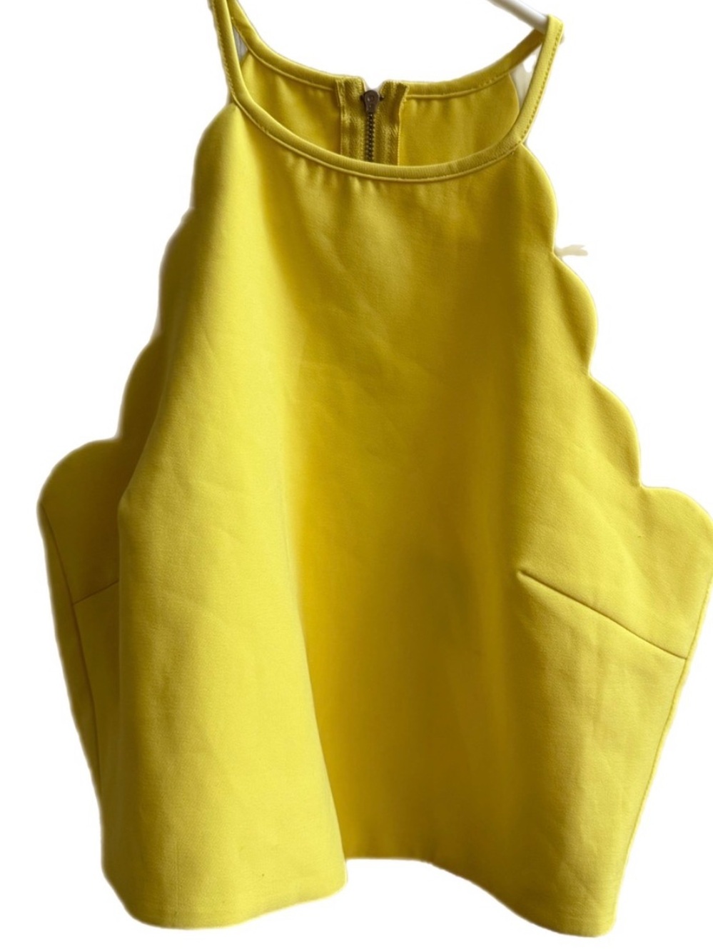 Forever 21 Yellow Scallop-Edge Halter Tank